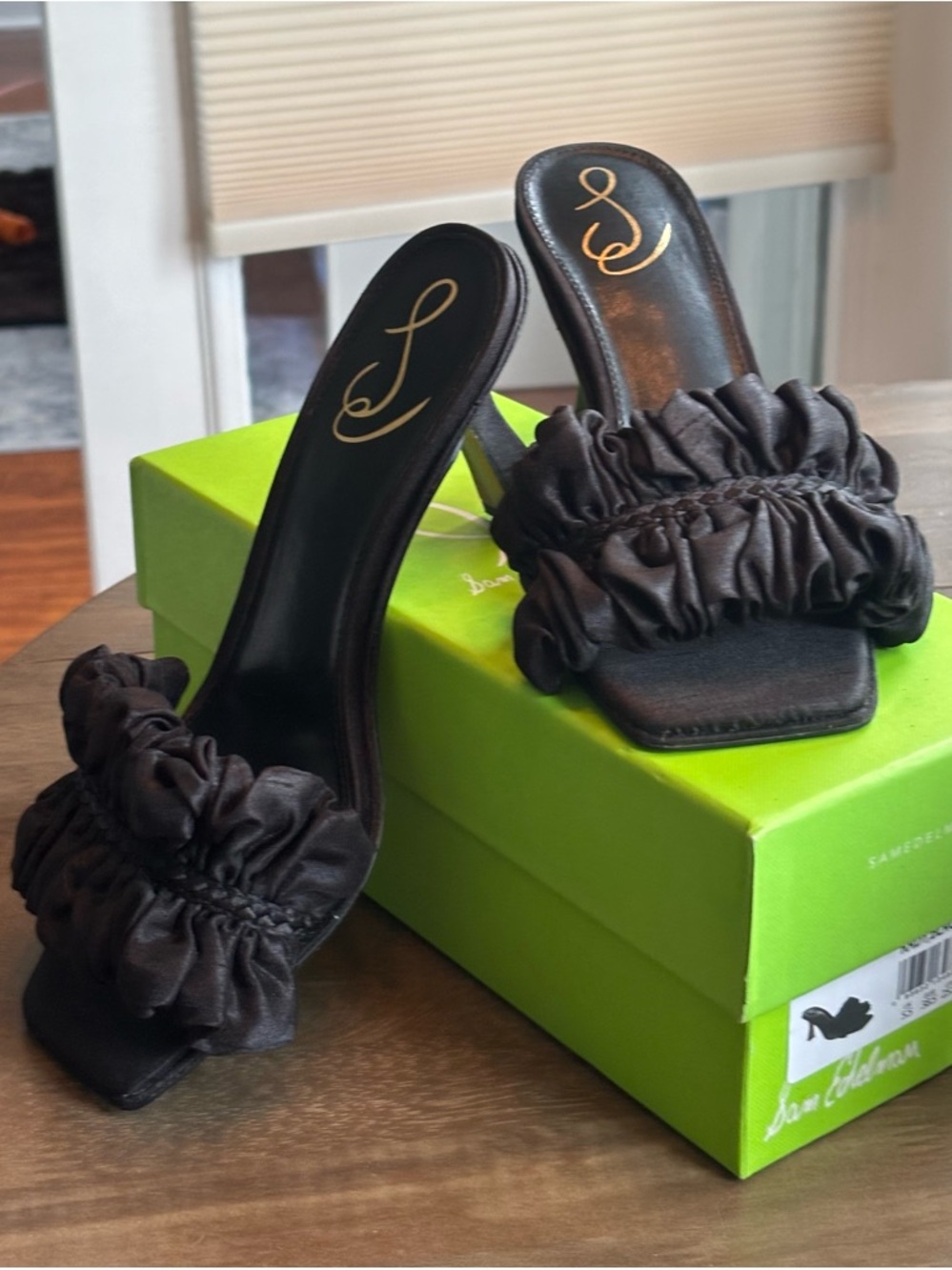 Sam Edelman Black Ruched Slide Mules